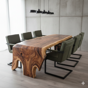 Dining Table, L-Shaped Suar Wood, 2.60 m x 1.12 m