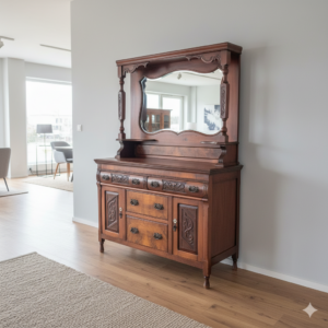 Sideboard with Mirror Jugendstil 1920 Walnut