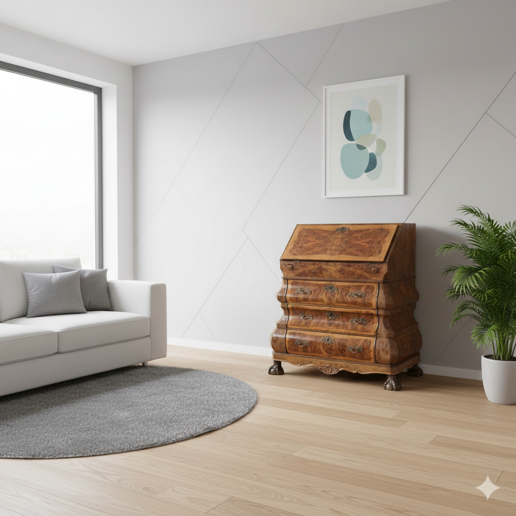 Secretary Neo-baroque 1930 Walnut - Image 2