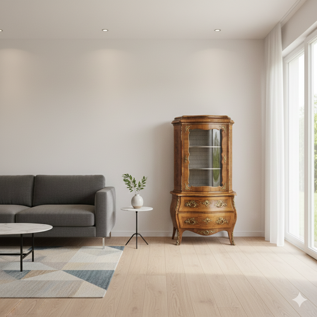 Dresden Baroque Display Cabinet 1880 Walnut - Image 2