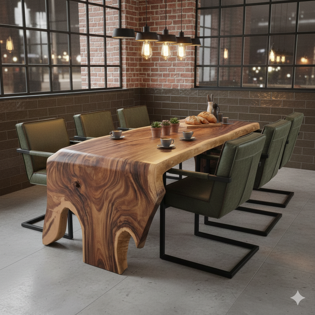 Dining Table, L-Shaped Suar Wood, 2.60 m x 1.12 m - Image 2