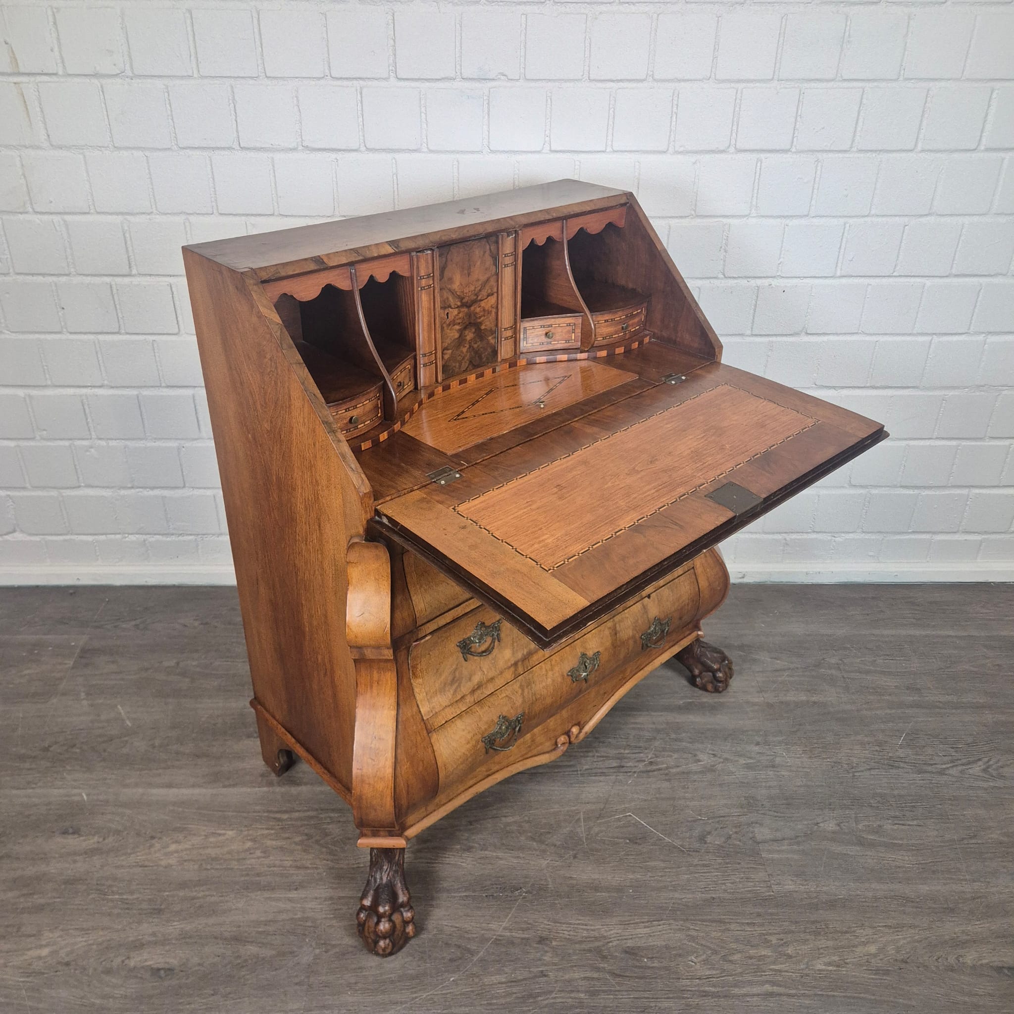 Secretary Neo-baroque 1850 Walnut - Image 9