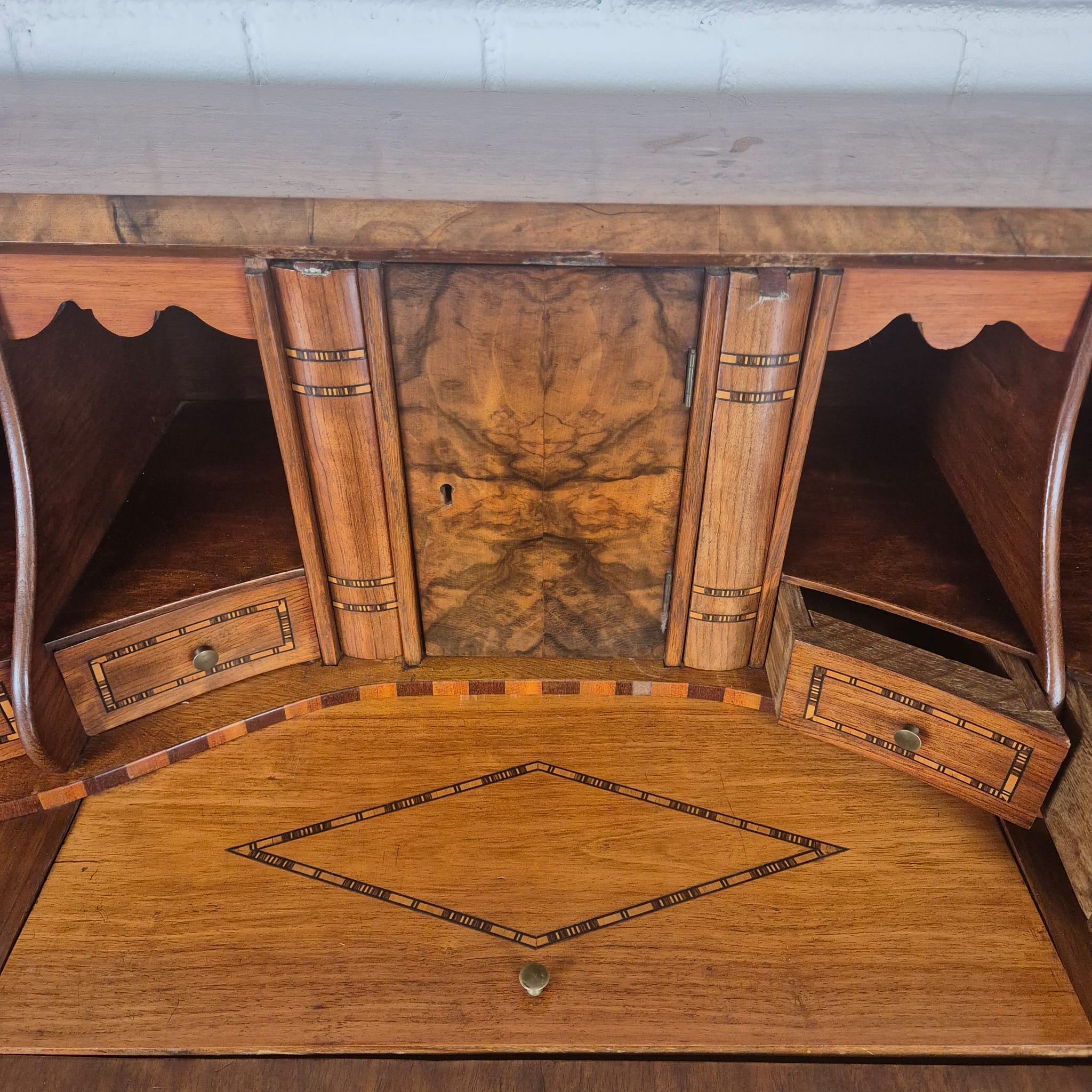 Secretary Neo-baroque 1850 Walnut - Image 15