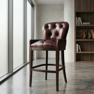 Chesterfield Bar stool Leather Chestnut Brown