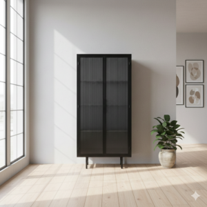 Designer Display Cabinet Ribbed Glass 0.90 m