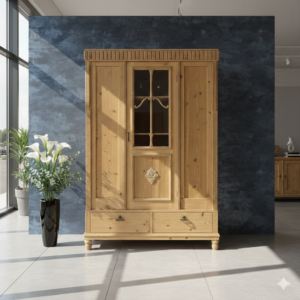 Art Nouveau Wardrobe – Solid Pine, ca. 1910