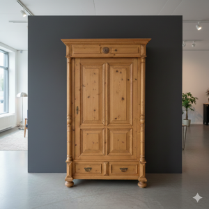 Antique Gründerzeit Single-Door Wardrobe (c. 1880) – Solid Pine