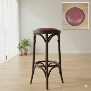 Bar Stool Vintage Walnut Wine Red