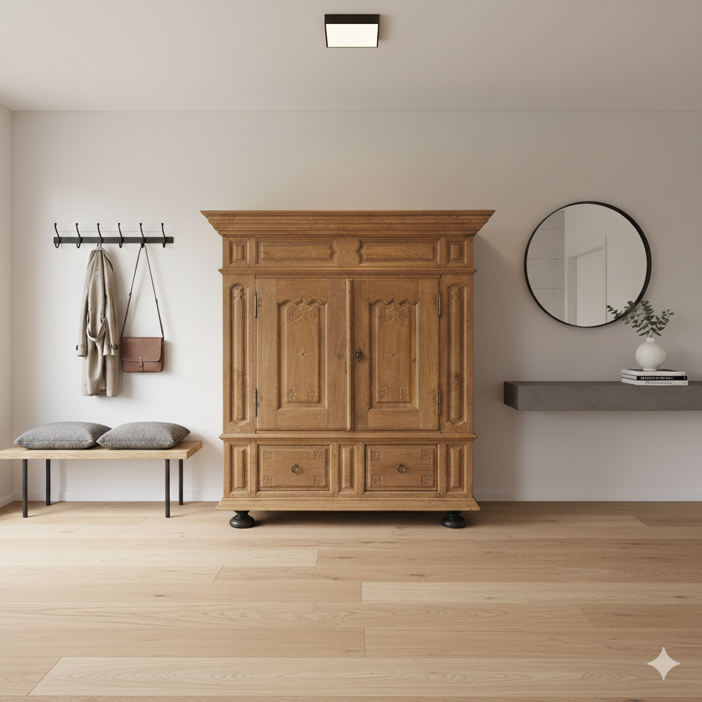 Baroque Wardrobe – Solid Oak, ca. 1780 - Image 2