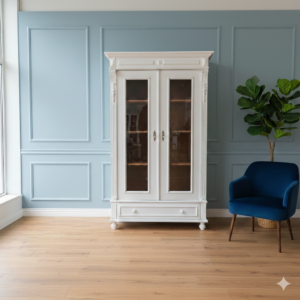Gründerzeit Wardrobe / Display Cabinet – Solid Pine, ca. 1880
