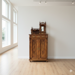Art Nouveau Vertiko with Mirror Top 1900 Walnut