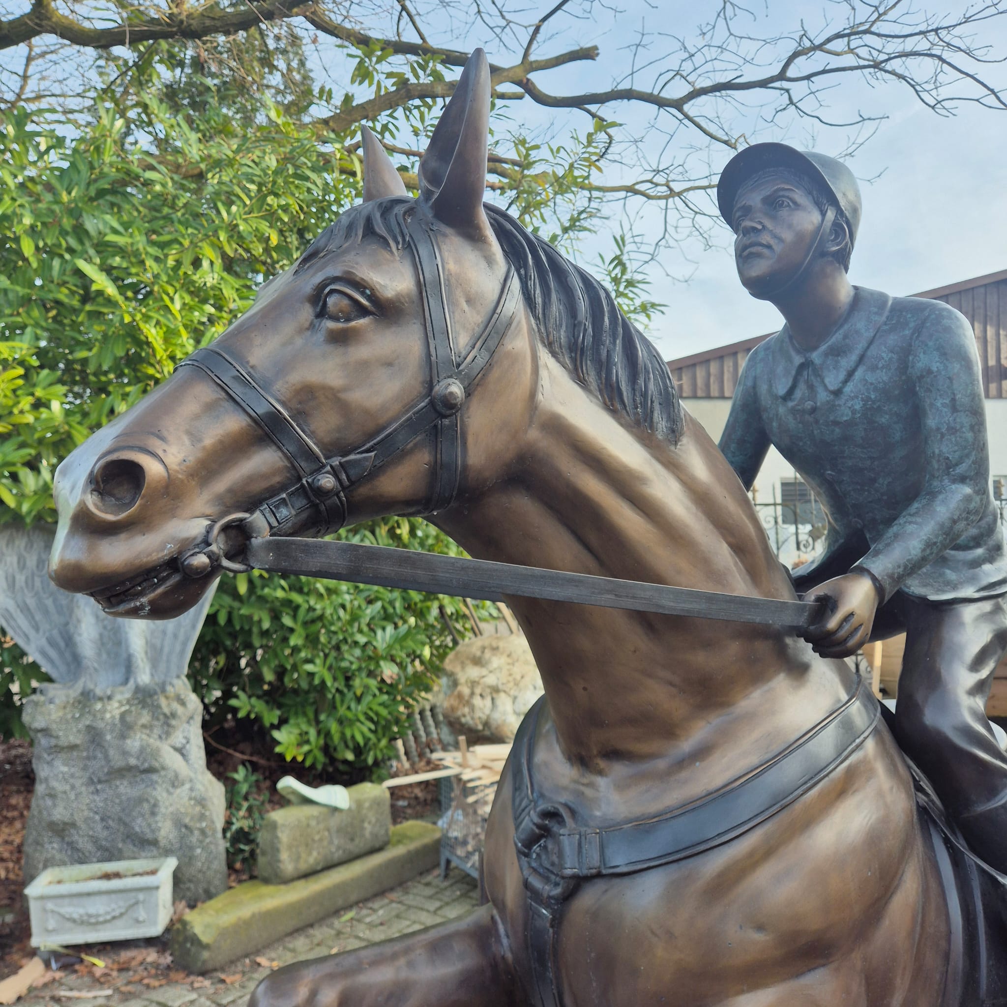 Sculpture Horse with Rider Bronze 2,10 m - Image 6