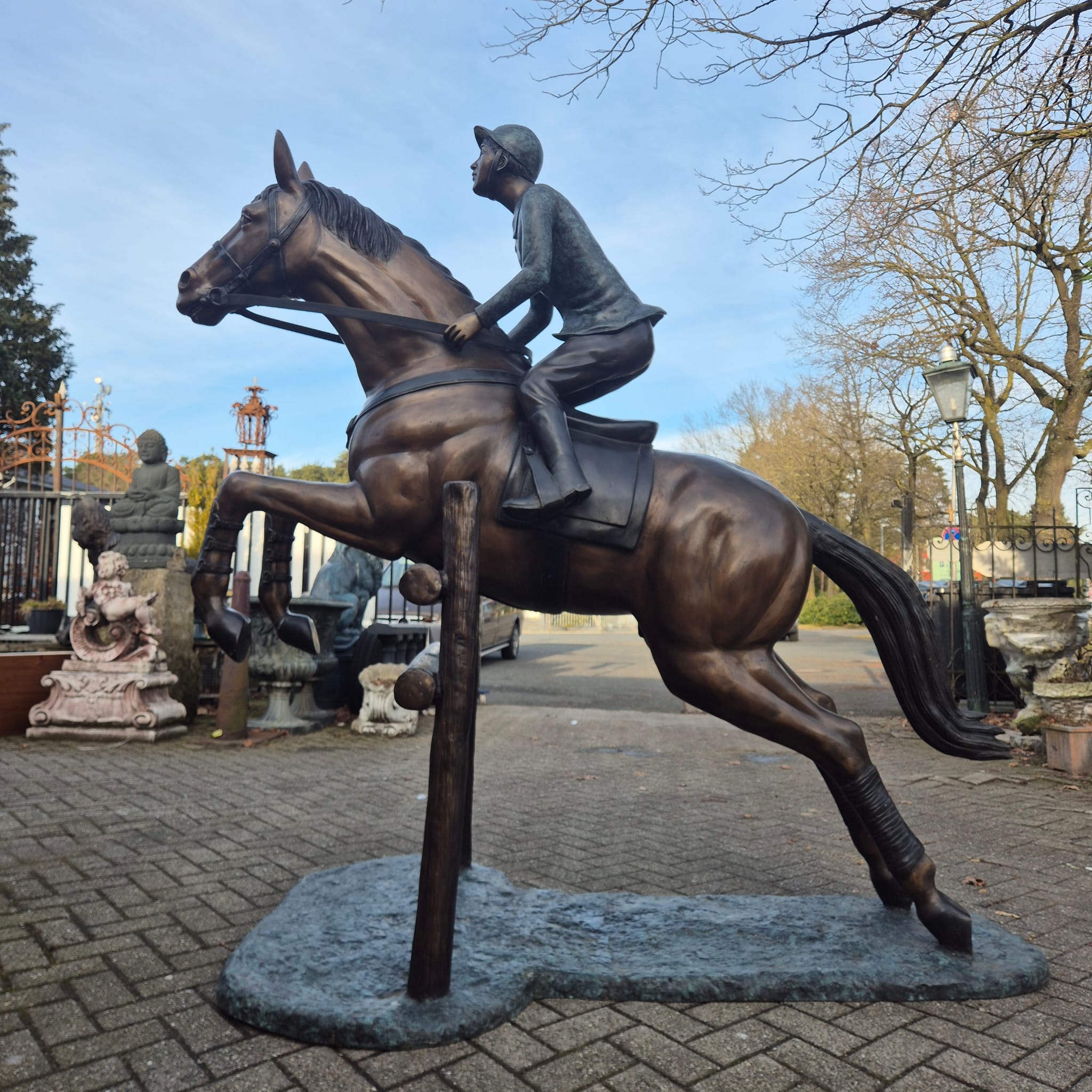 Sculpture Horse with Rider Bronze 2,10 m - Image 3