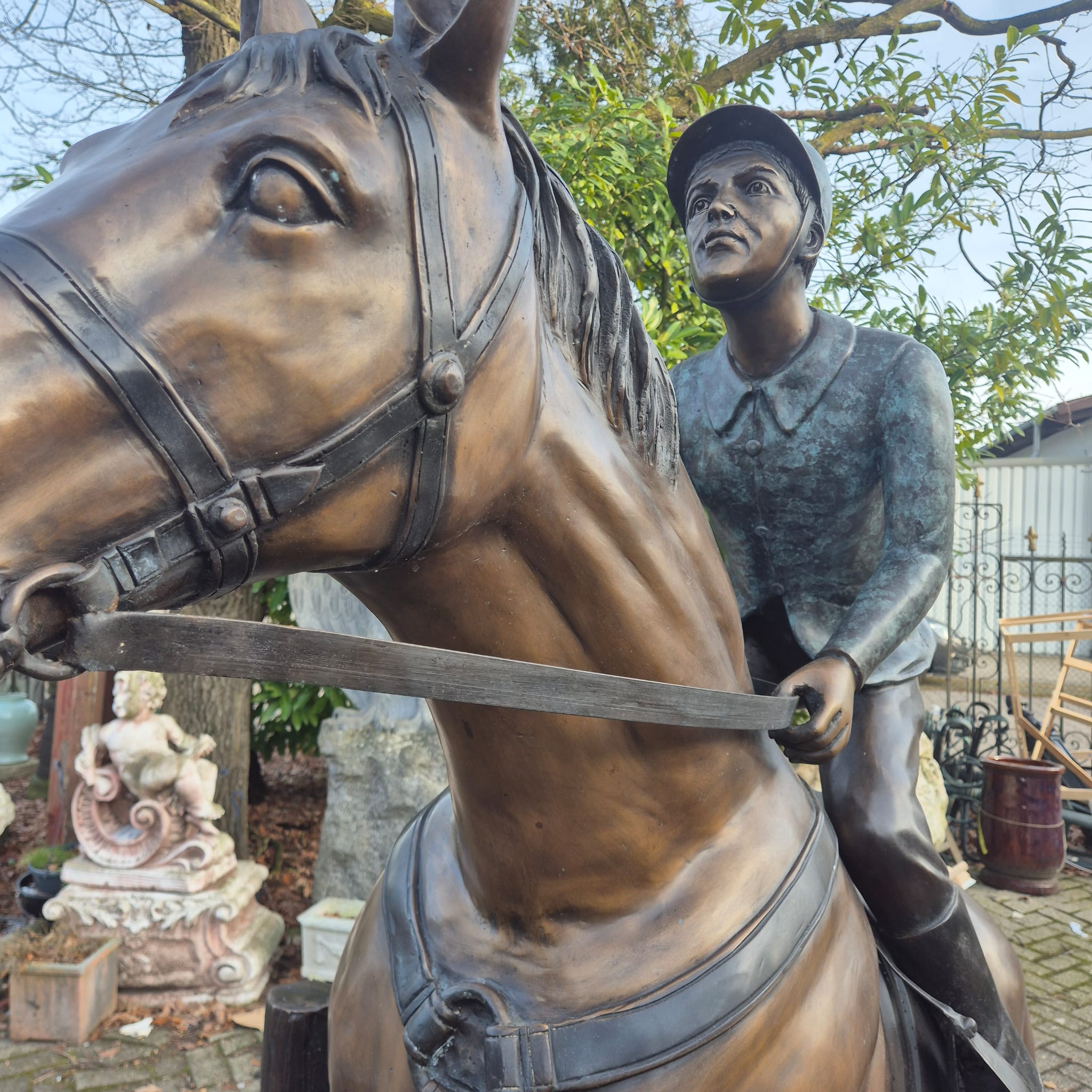 Sculpture Horse with Rider Bronze 2,10 m - Image 7
