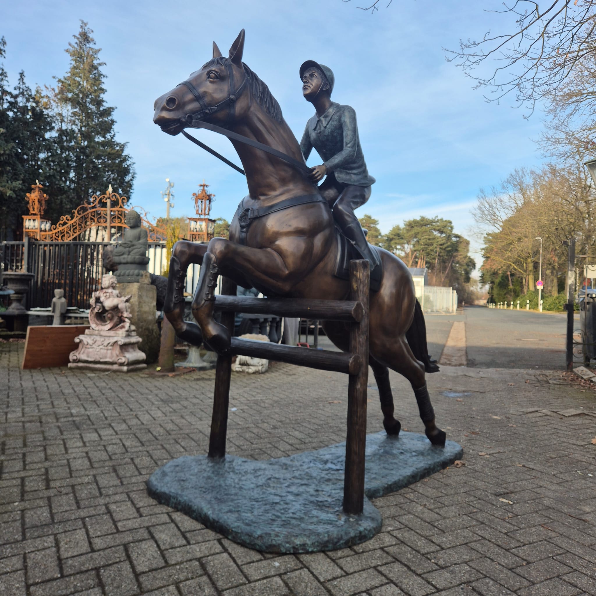Sculpture Horse with Rider Bronze 2,10 m - Image 4