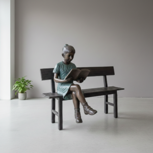 Sculpture Girl on Bench Bronze 1,10 m