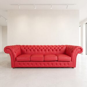 Chesterfield Sofa Leather Red 2,60 m