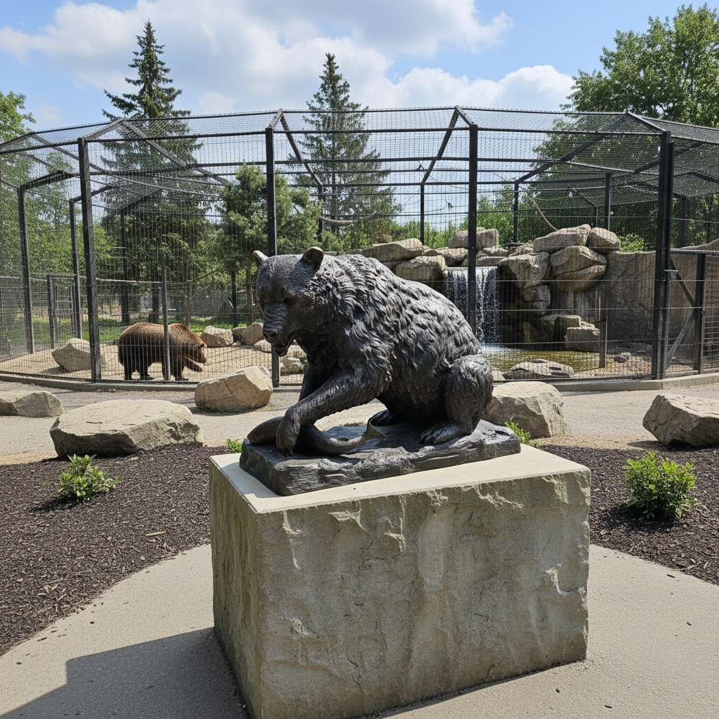 Bear with Fish Bronze 1.45 m x 1.00 m - Image 2