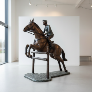 Sculpture Horse with Rider Bronze 2,10 m