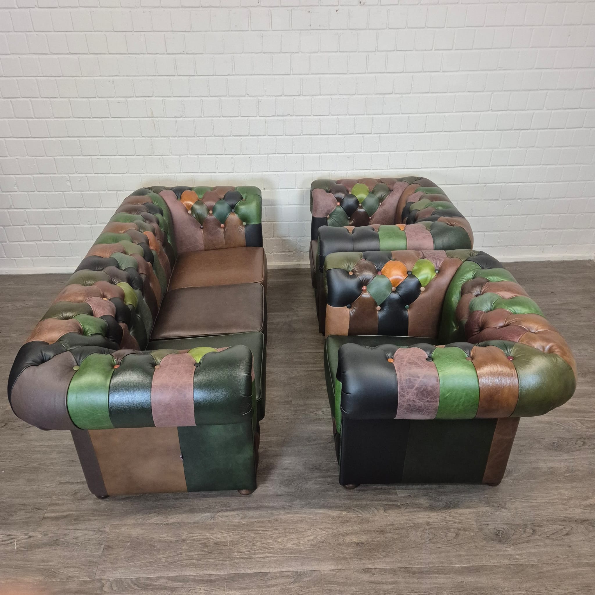 Chesterfield Seating Set Model Jungle 3-1-1 Leather - Image 4