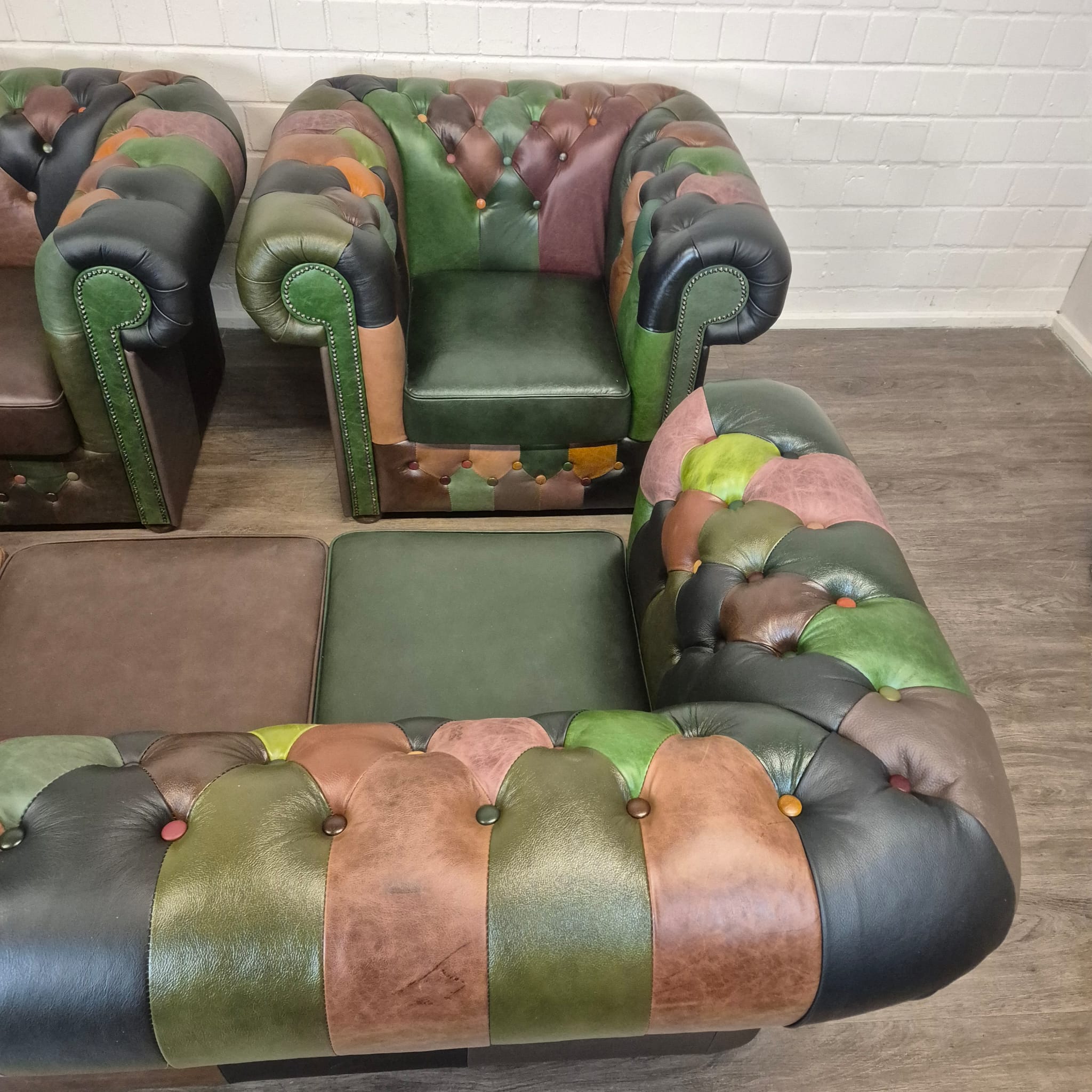 Chesterfield Seating Set Model Jungle 3-1-1 Leather - Image 7