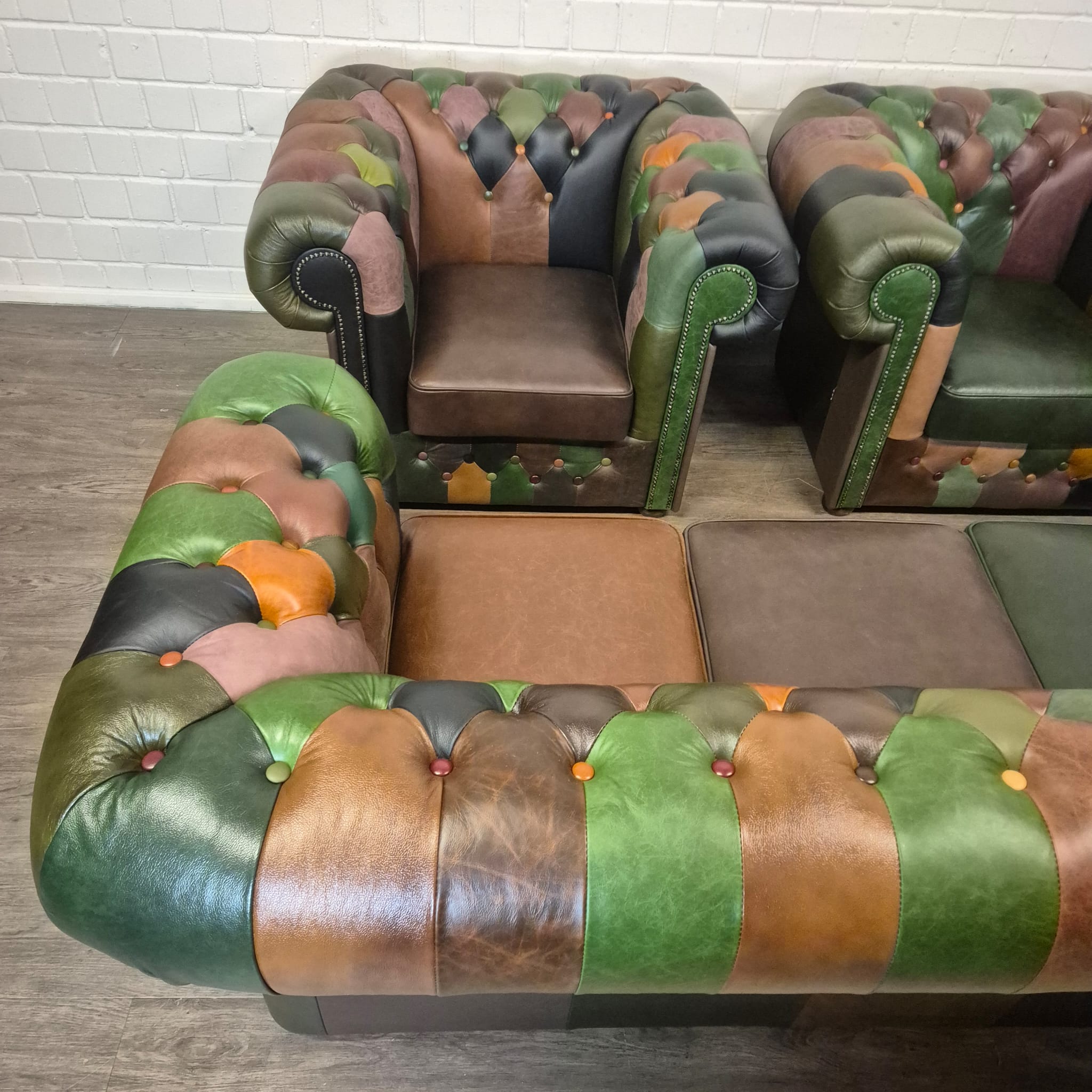 Chesterfield Seating Set Model Jungle 3-1-1 Leather - Image 6