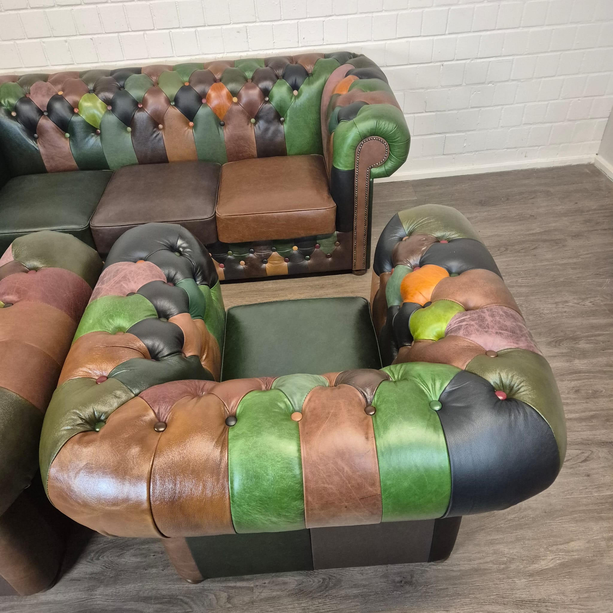 Chesterfield Seating Set Model Jungle 3-1-1 Leather - Image 9