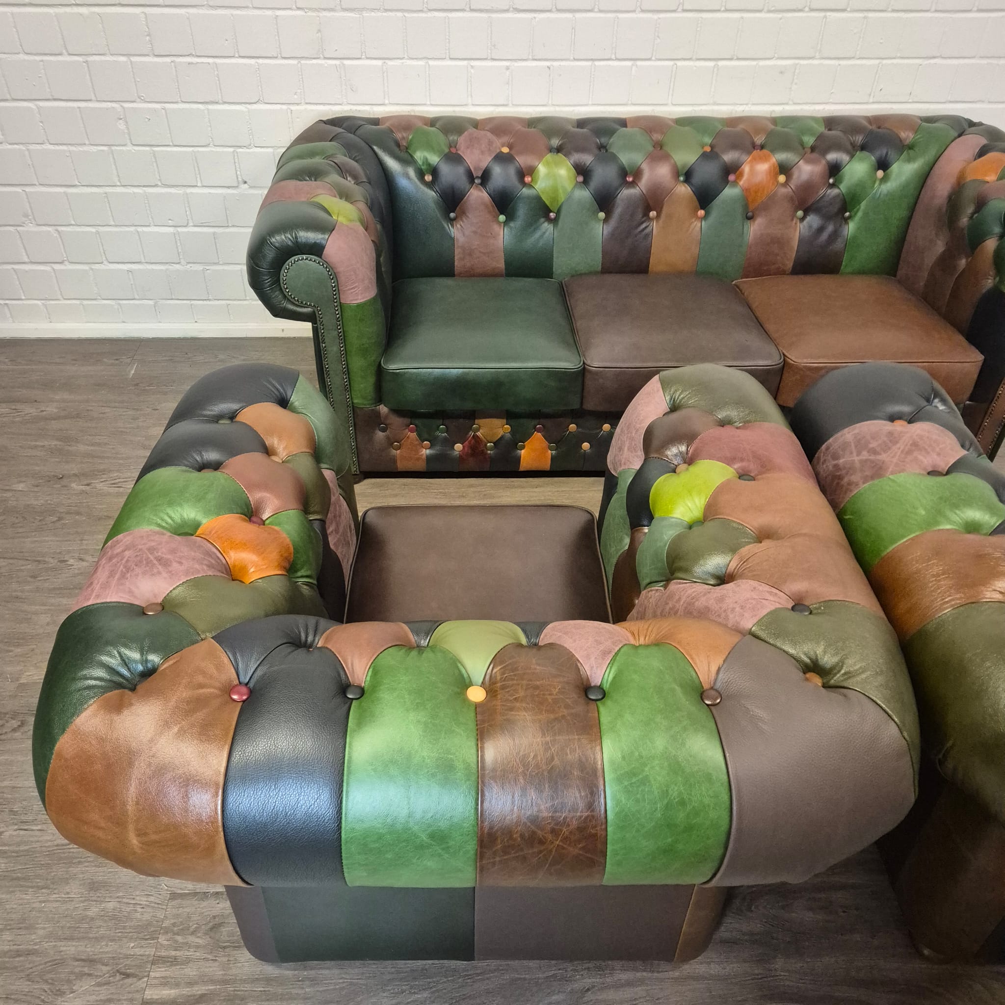 Chesterfield Seating Set Model Jungle 3-1-1 Leather - Image 8