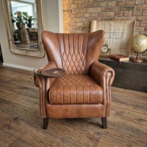 High-back Armchair Leather Cognac-Brown