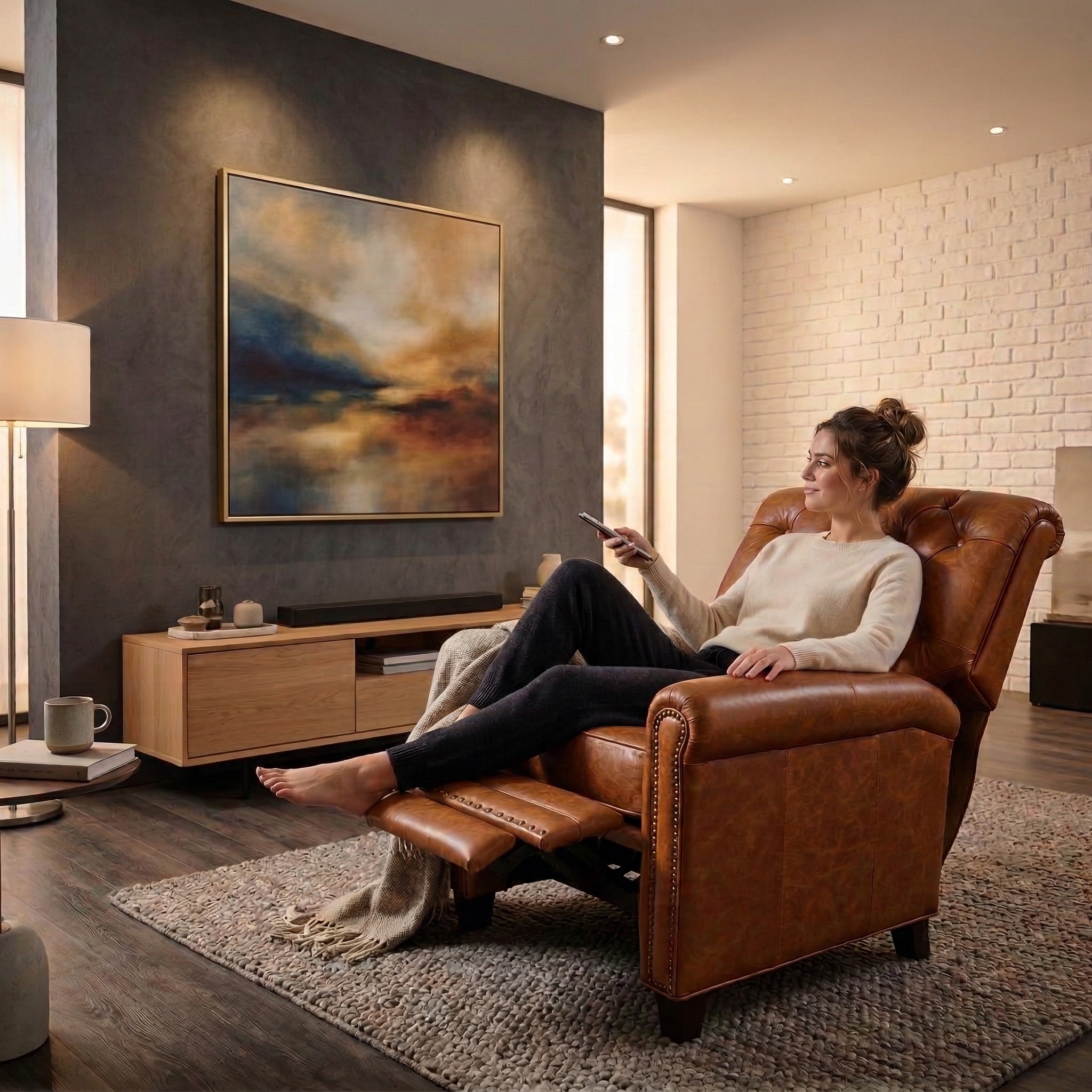 Recliner Leather Cognac-Brown - Image 2