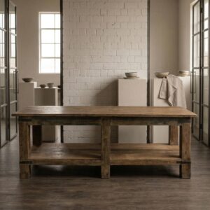 Work Table Teak 2,45 m x 0,92 m Antique