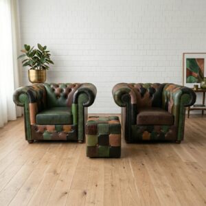 Chesterfield Armchair Leather Model Jungle Set