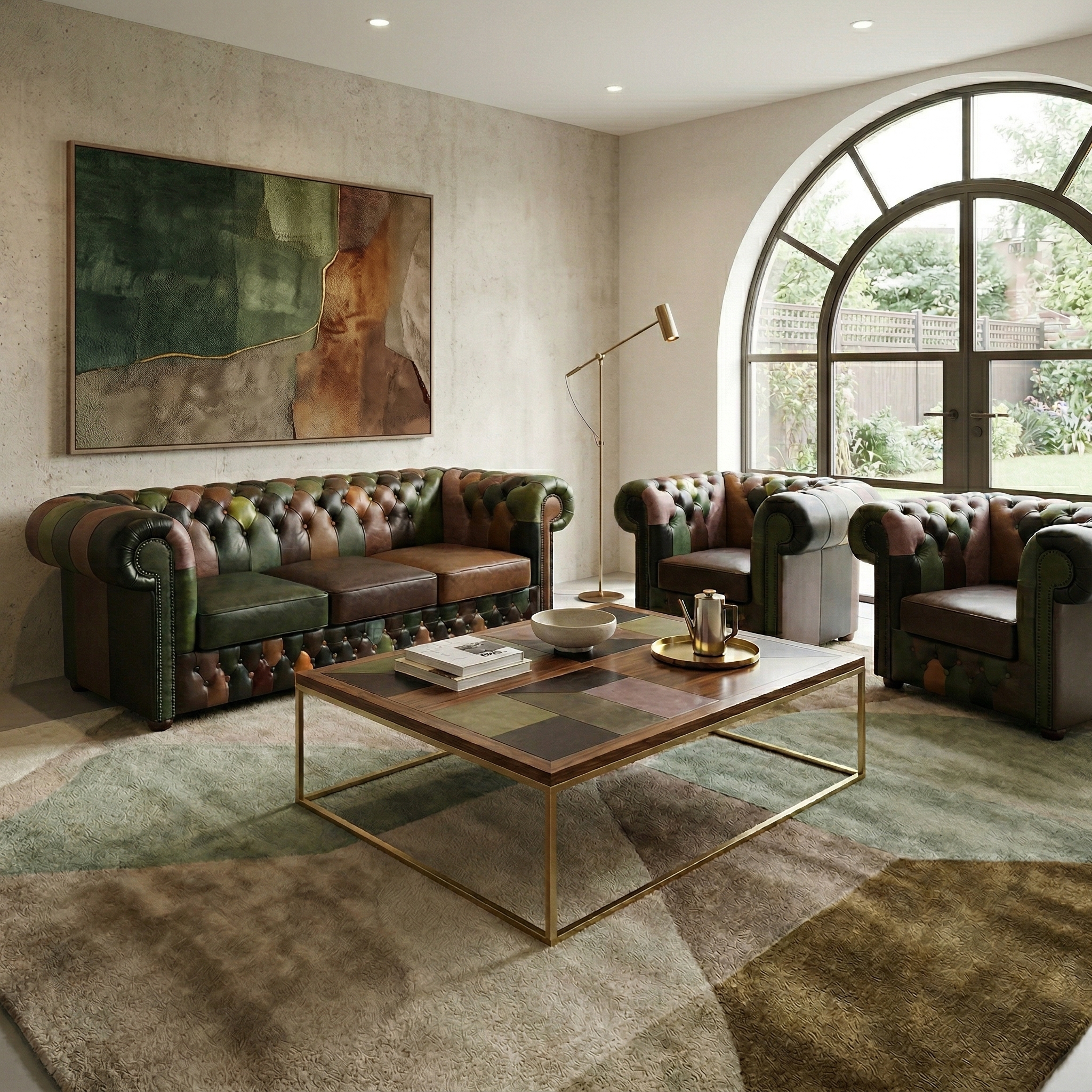 Chesterfield Seating Set Model Jungle 3-1-1 Leather - Image 2