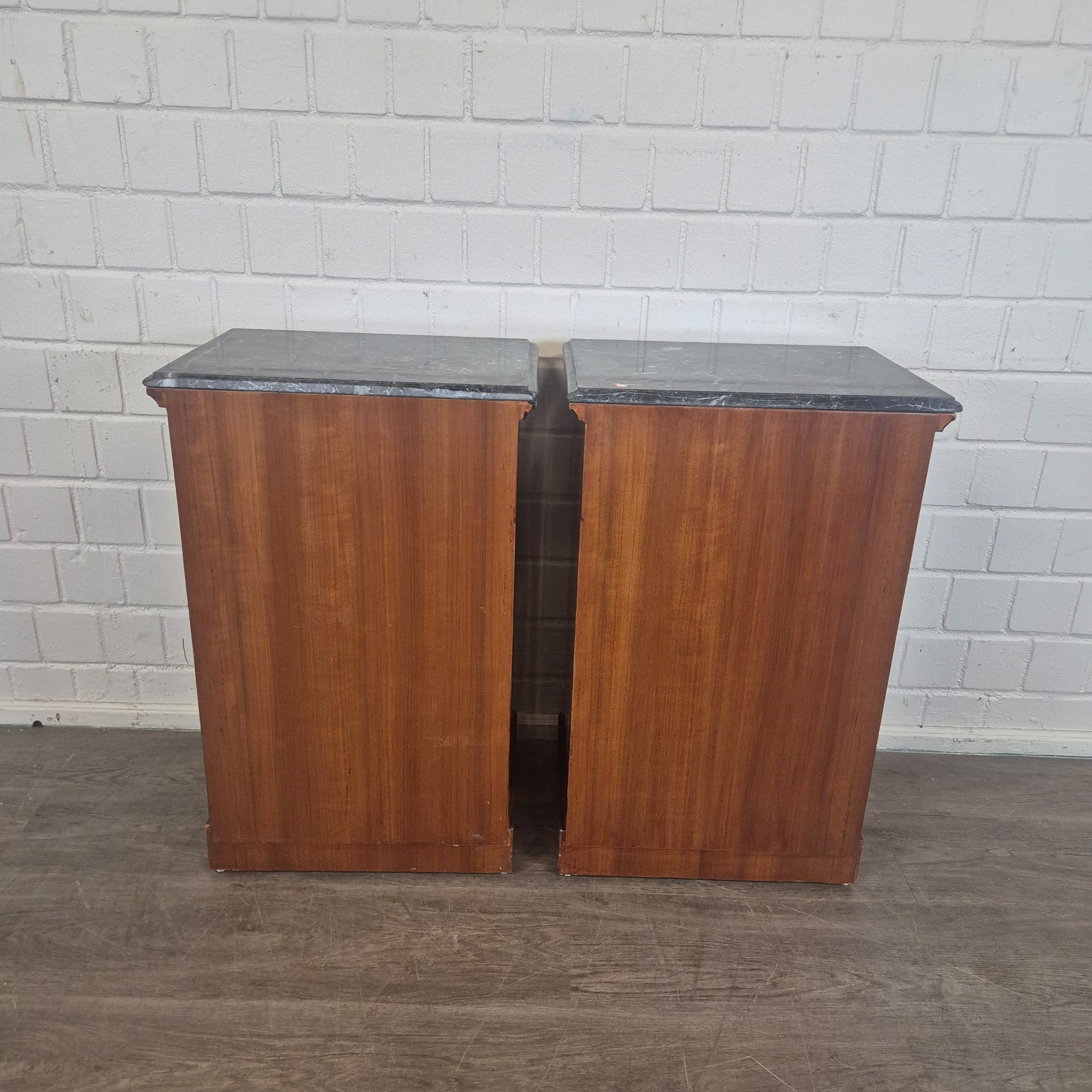 Empire Style Nightstand Set Walnut Marble - Image 14