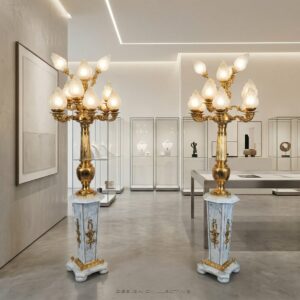 Set of Brass Marble Floor Lamps 2.10 m