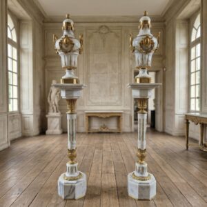 Set of Vases on Marble Pedestal 1.82 m