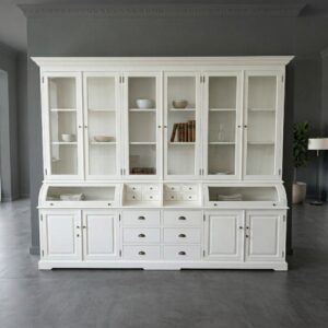Display Cabinet 3,06 m Solid Wood White