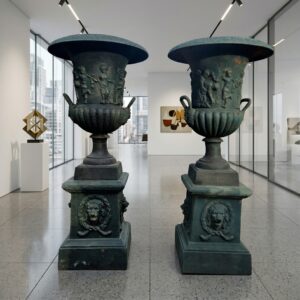 Set of Cast Iron Vases on Pedestal 1.60 m