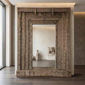 Mirror in Antique Teak Door Frame 1.90 m x 2.37 m