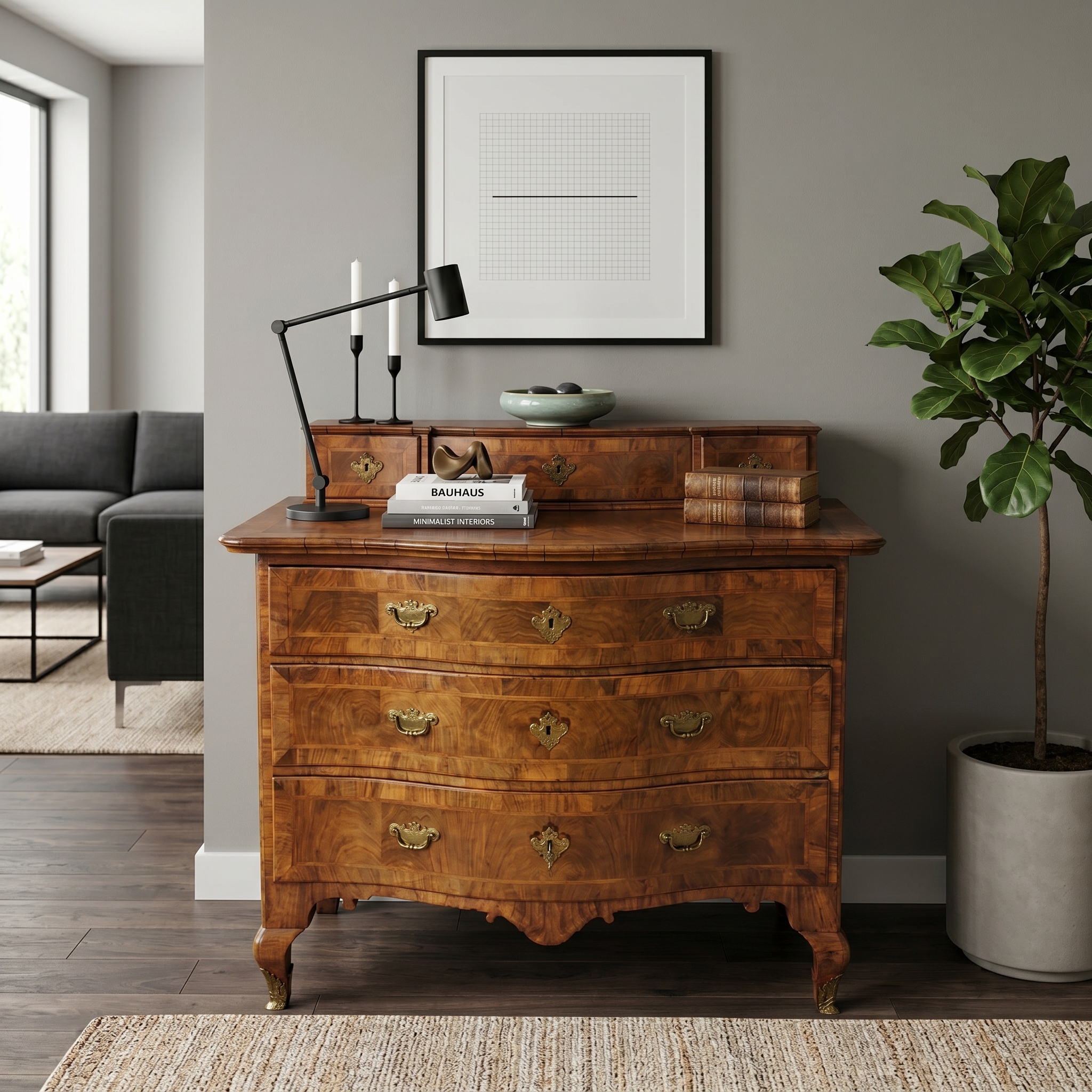 Chest of Drawers Baroque 1780 Walnut - Image 2