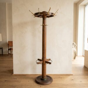 1920s Beech and Brass Coat Rack