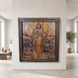 "The Good Shepherd" Relief Carving – Teak – 1.30 m x 1.40 m