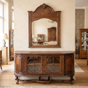 Sideboard with Mirror Baroque style 1910 Walnut