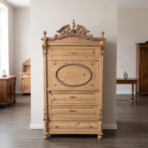 Gründerzeit Pine Secretary Wardrobe (Solid Front) – c. 1870