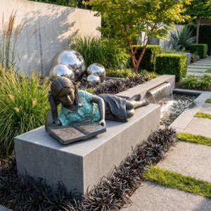 Bronze Garden Sculpture: Girl Reading (1.18 m)