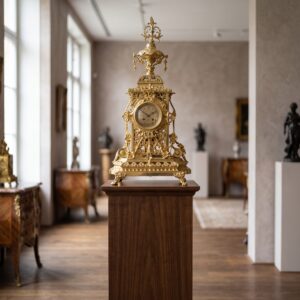 Brass Historicist Mantel Clock (c. 1900)