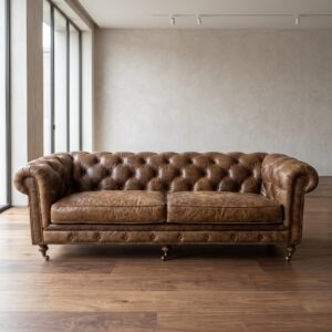Sofa Chesterfield Vintage Brown Leather 2,20 m