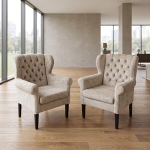 Set Dining Chairs Beige Melange