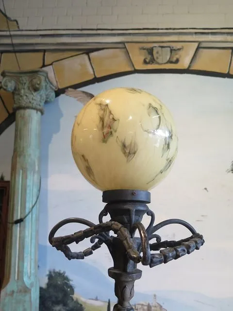 Stehlampe Lampe Frau mit Laute Bronze 2,10 m