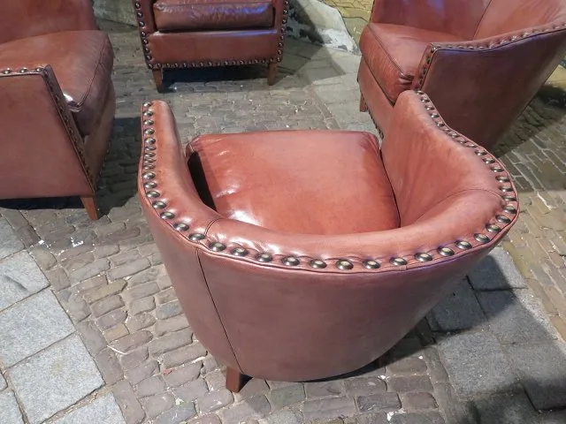 Set von 4 Loungesessel Leder Braun 0,76 m